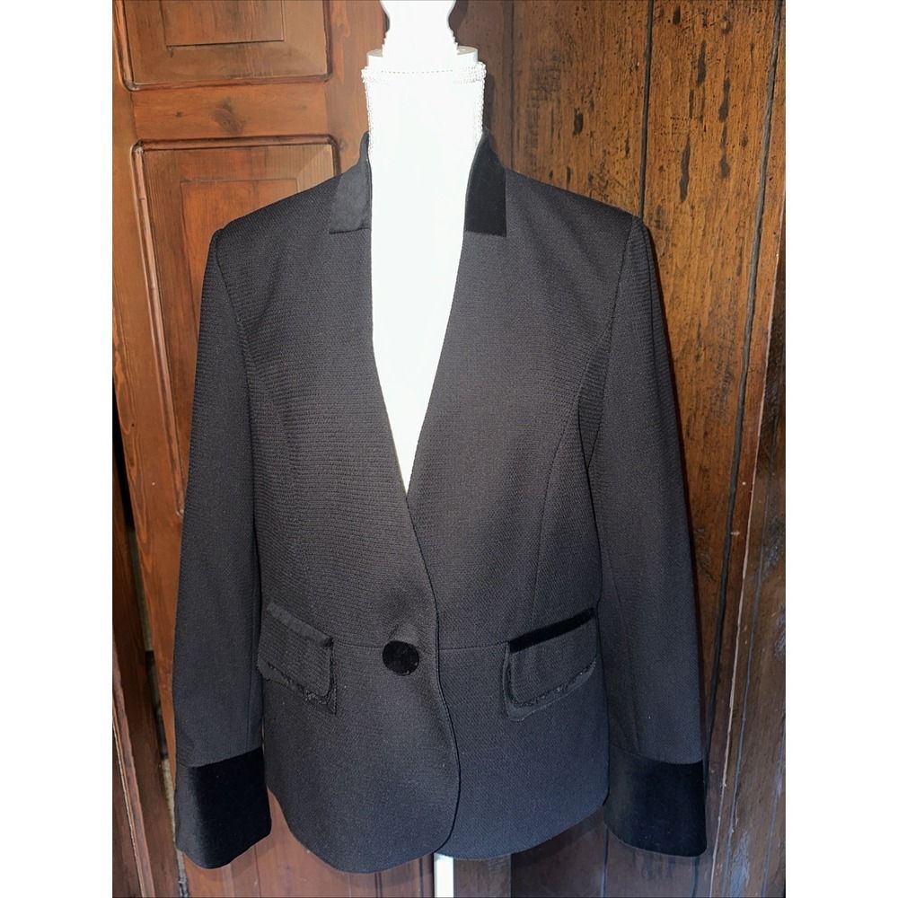 Coldwater Creek Women's Black Velvet Trim Blazer - Business Holiday Size 10